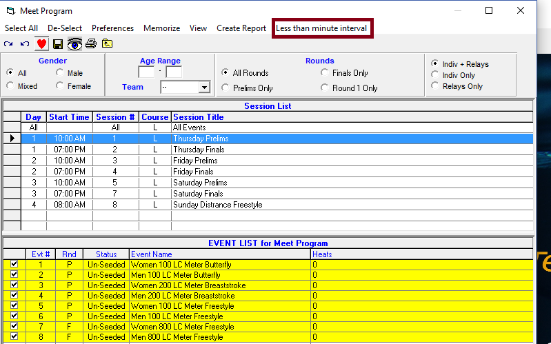 Top Times: Your times on the Hy-Tek Online Database - Swimming